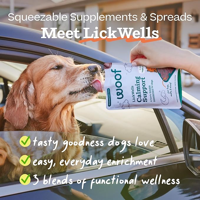 WOOF FlipMat Easy-to-Clean Lick Mat for Dogs + LickWells Pumpkin Butter - Dog Lick Mat Spread and Meal Topper for the FlipMat and LickMat