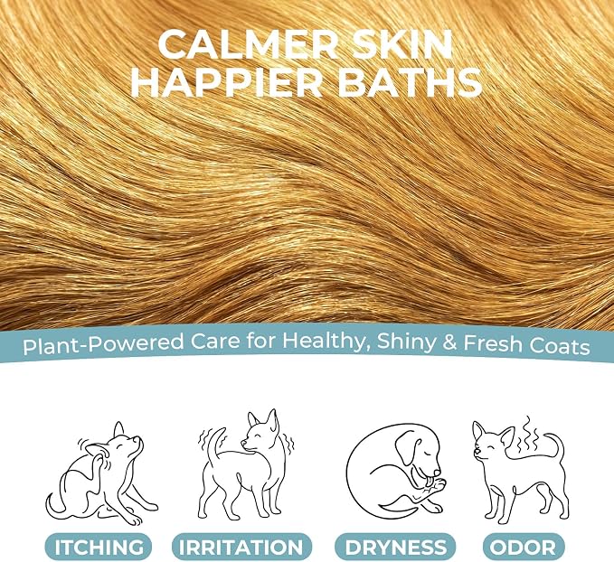 Probiotic Dog Shampoo and Conditioner with Ceramides NP & Vitamin E, Gentle Puppy Shampoo, Oatmeal Dog Shampoo for Allergies Dry Skin & Itch Relief, Hydrating & Odor Control, 17 oz(Pack of 2)