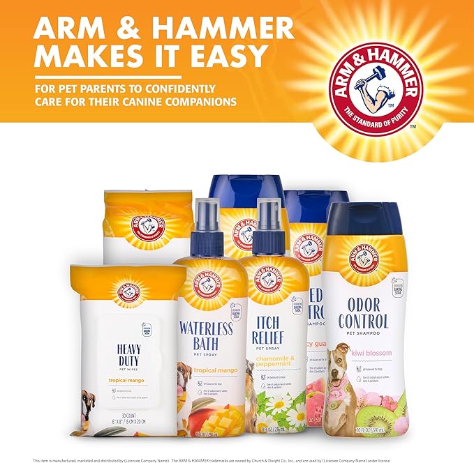Arm & Hammer for Pets Itch Relief Dog Shampoo with Chamomile and Peppermint, Soothes Dry and Itchy Skin, pH Balanced, Free of Sodium Lauryl Sulfate and Parabens, 20 Fl Oz