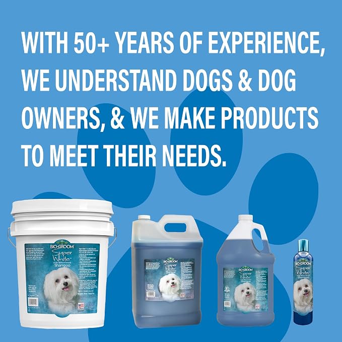 Bio-Groom Super Whitening Dog Shampoo - Whitening Pet Shampoo, Dog Bathing Supplies, Puppy Wash, Pet Grooming Supplies, Cruelty-Free, Made in USA, Coat Brightener Shampoo - 2.5 Gallons