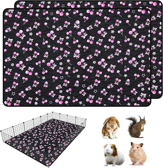 2 Pack Waterproof Guinea Pig Cage Liner, 48" x 72" Washable Reusable Guinea Pig Liner, Super Absorbent Leak-Proof Pet Pee Pad Mats for Guinea Pigs Rabbit Chinchilla Bunny Hamster