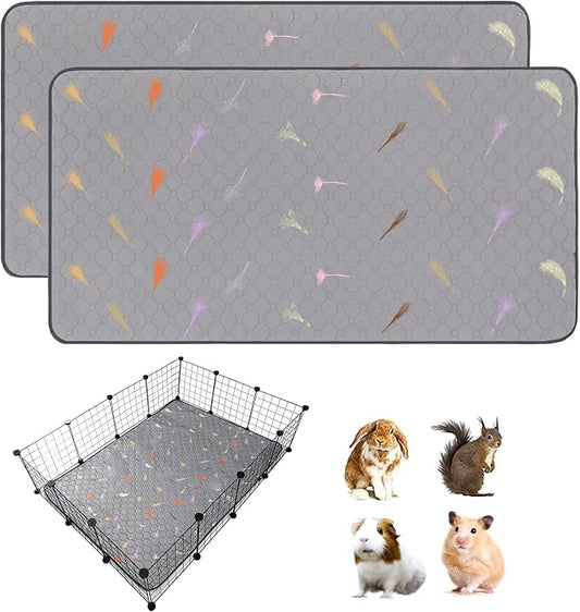 2Pcs Guinea Pig Cage Liners,Guinea Pig Fleece Cage Liners36''X48'' Super Absorbent Washable Pee Pads Reusable for Rabbit Hamster Chinchilla