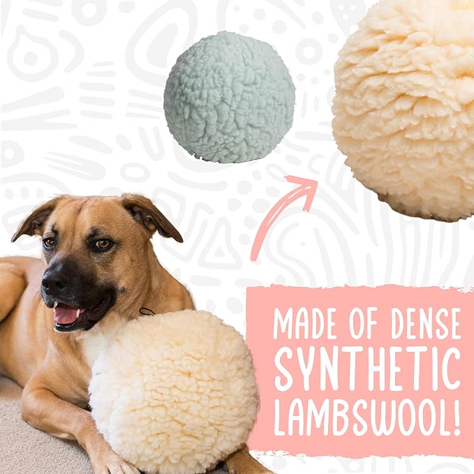 HuggleHounds Plush Ball Dog Toy - Dog Fuzzy Toy, Plush with Soft Fleece, Durable for Small and Large Breeds - 8" Seafoam HuggleFleece Ball, Large