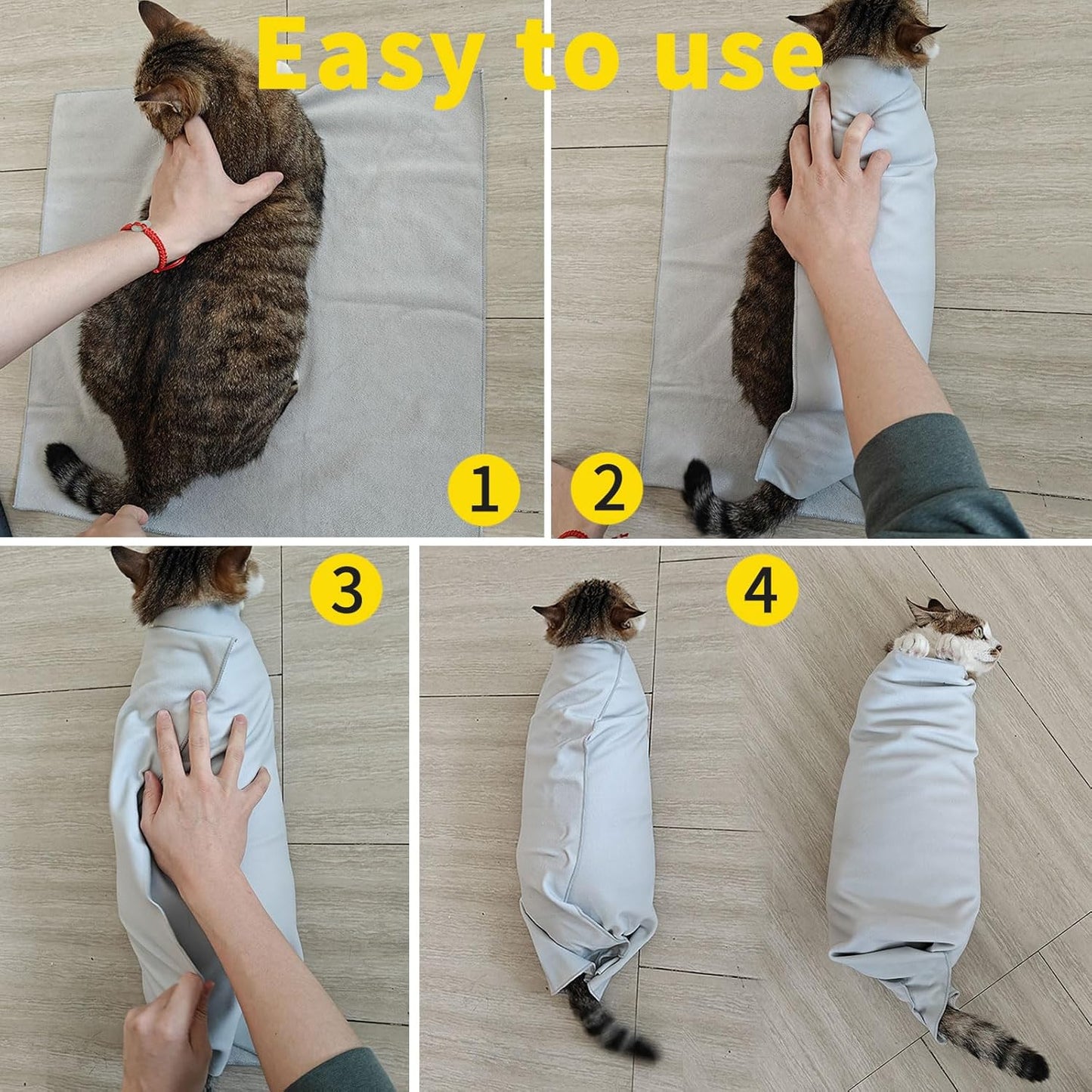 2PCS Cat Wrap for Cutting Nails, 21x21in Self-Adherent Pet Cat Grooming Wrap for Medicine, Nail Clipping, Teeth Brushing, Ear Cleaning | Anti-Escape Anti-Bite Anti-Scratch (Solid)