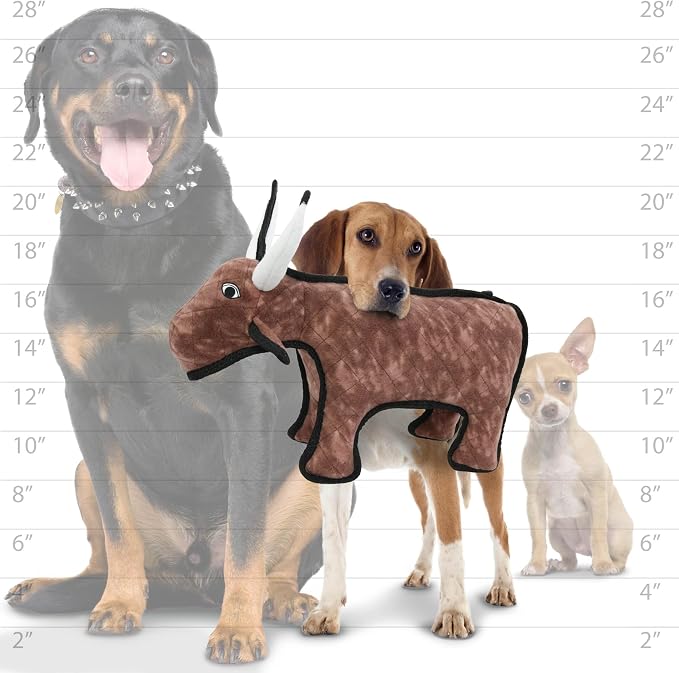 TUFFY® : Medium Bull Dog Toy: Ultra Durable Plush Toy with Multiple Layers & Reinforced Seams, Washable and Floats, Original Construction