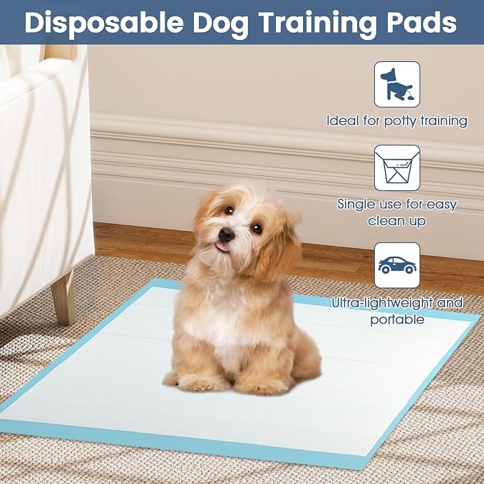 Giantex Dog Pee Pads 300 Count, 24" x 17" Puppy Training Pads for Small Dogs, Super Absorbent Leak-Proof Disposable Potty Pads for House Training, Indoor & Outdoor Use