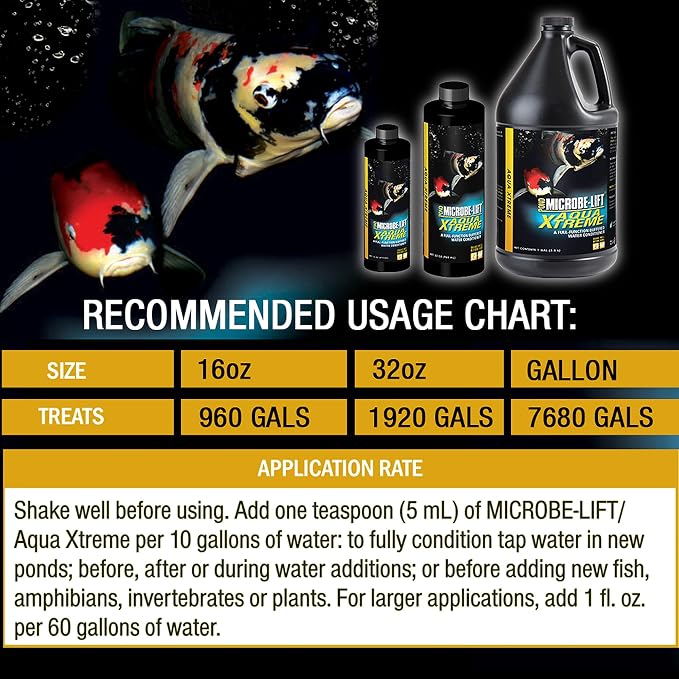 MICROBE-LIFT XTP16 Xtreme Water Conditioner Treatment for Ponds and Outdoor Water Gardens, Safe for Live Koi Fish, Plant Life, and Décor, 16 Ounces