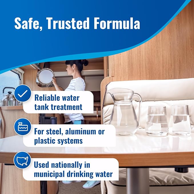 Aquamarine Water Solutions – Shock RV & Boat Water Tank Deep Cleaner and Deodorizer – Treats, Maintains Boat, RV & Household Fresh Water Systems – Ideal for Use Following Seasonal Storage – 12 Fl Oz