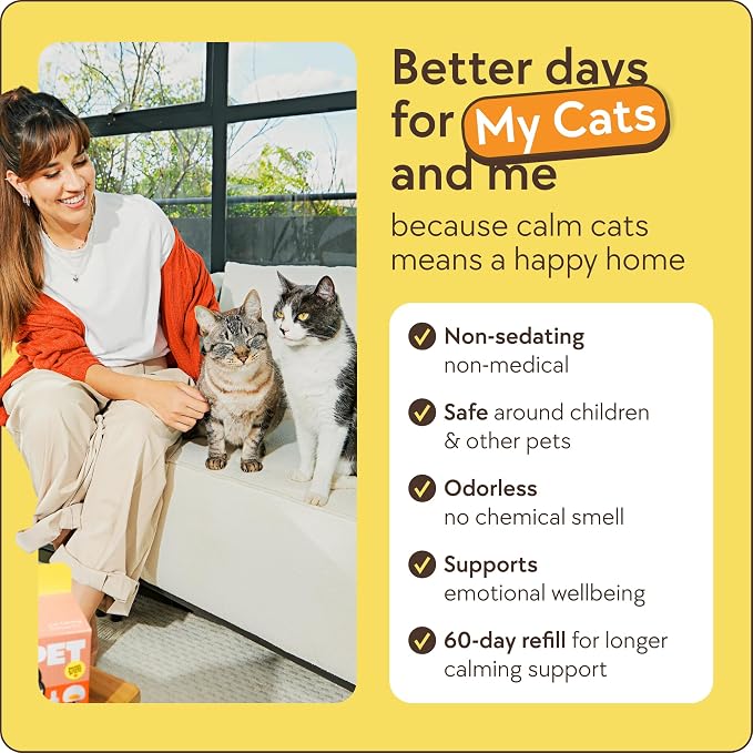 TherapetMD 60-Day Cat Calming Diffuser - Cat Pheromone Diffuser for Stress, Pee Spraying, Cat Fighting, Aggression, Excessive Meowing & Scratching - 60-Day Refill Included - Packaging May Vary