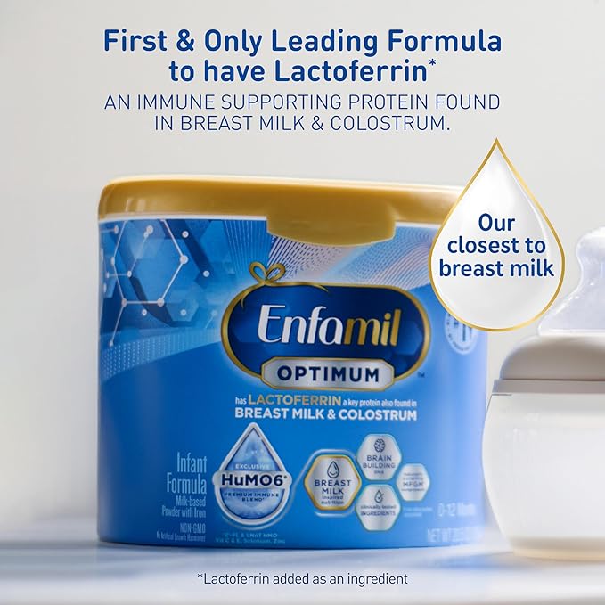 Enfamil Optimum (Enspire), Our Closest Formula to Breast Milk, Immune-Supporting Lactoferrin and Brain-Supporting DHA Baby Formula, 30 Oz Refill, (Pack of 2)