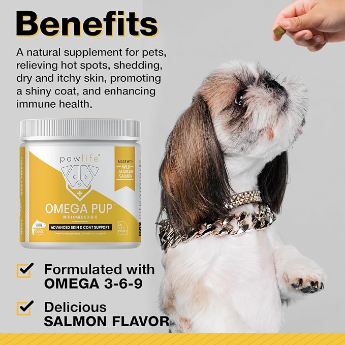 Dog Fish Oil Supplements - 120 Omega 3 Fish Oil Dog Vitamins, Veterinarian Formulated Itching Relief for Dogs, Natural Omega 3 Fish Oil for Dogs, Dog Skin and Coat Supplement (Salmon Flavor)