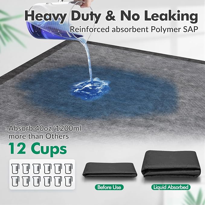 Upgraded Charcoal Puppy Pads, XXL 36’’x36’’ Pee Pads for Dogs, Super Absorbent Up to 12Cup, Odor Control & Leak Proof Dog Training Pads for Surgery, Older,Puppy, 45 Counts