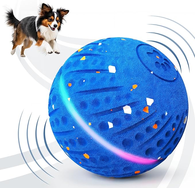 Dog Toys for Small Medium Dog to Keep Them Busy, Smart Interactive Dog Toys, Automatic Moving Bouncy Dog Balls with Lights, Motion Activated Rolling Dog Balls, Mental Stimulation, E-TPU Blue
