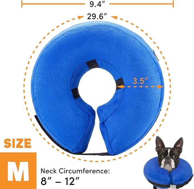 2 Packs Blue Large and Medium (Pet Inflatable Collar Soft Protective Recovery Cone for Dogs and Cats to Prevent Touching Stitches, Wounds and Rashes)