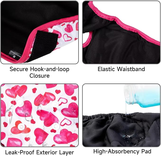 Paw Legend Washable Reusable Female Dog Period Diapers for Heat Doggie Puppy Diapers for Female Dogs (3 Pack,X-Small)