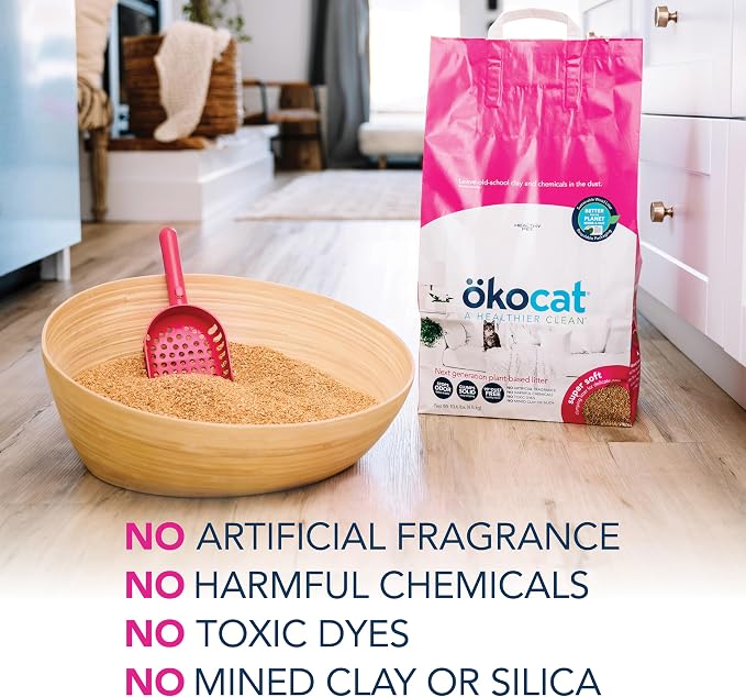 ökocat Super Soft Wood Unscented Clumping Cat Litter, 10.6 Pounds - Natural Ingredients, Stops Odor, Clumps Solid, 99% Dust Free, Great for All Cats, Sensitive Paws, Kittens