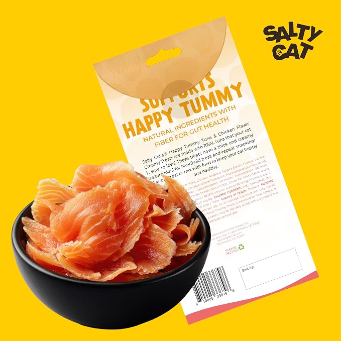 Salty Cat Happy Tummy Natural Tuna & Chicken Functional Tube Treats for Cats (12 Packs)