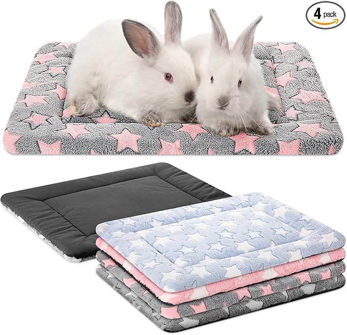 VitalCozy 4 Pcs Dog Crate Pads, Ultra Soft Warm Washable Anti-Slip Kennel Bed Mat for Pets, Reversible, Replaceable, Cage Liner for Small Medium Large Dogs and Cats(18 x 14 x 1.6 Inch,Star,Colorful)