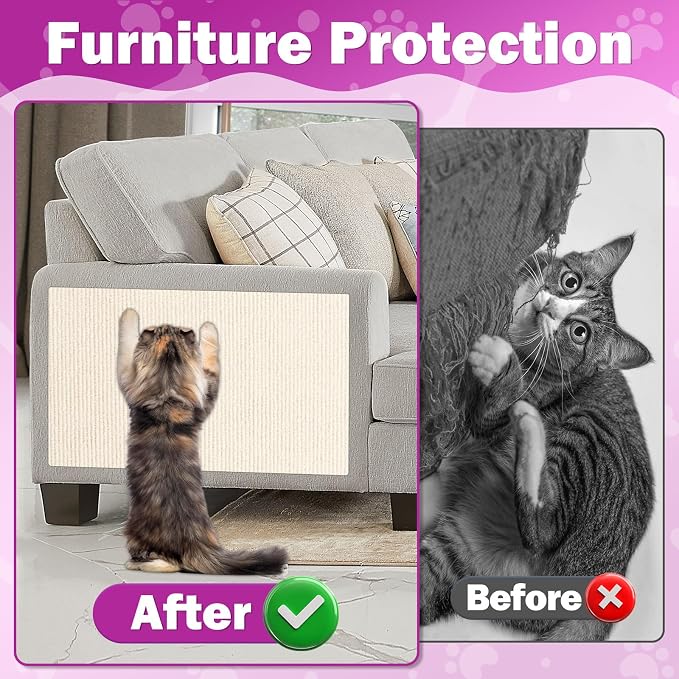 ENONCI Anit Cat Scratch Couch Furniture Protector,78.7x15.8 Cat Wall Corner Scratcher Pads Mat,DIY Climbing Scratching Carpet Post Board Replacement