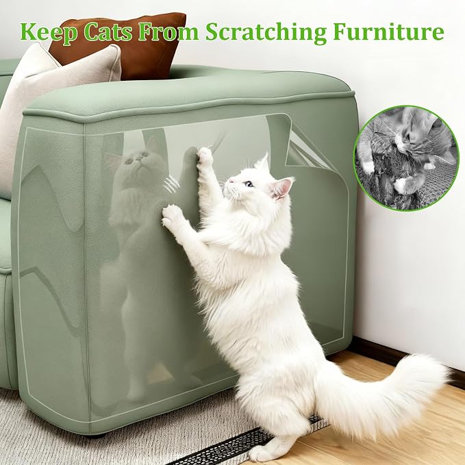 Cat Scratch Furniture Protector, 20-Pack Anti-Scratch Couch Protector from Cat Claws, Specially Designed for Leather Furniture, Easy to Remove, No Pins