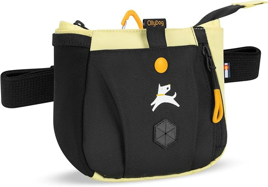 OllyDog Backcountry Day Bag | Dog Training Treat Pouch | Eco-Friendly Recycled Fabric Fanny Pack with Zipper Closure, Built-in Poop Bag Dispenser & Adjustable Waist Belt (Sol)