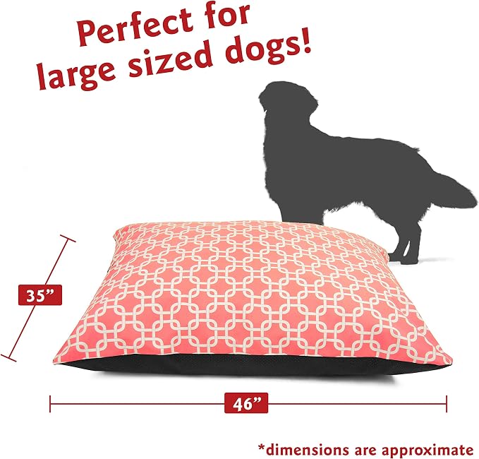 Majestic Pet Large Rectangle Dog Bed Washable Non Slip Comfy Bed - 46 x 35 Inch, Links Coral