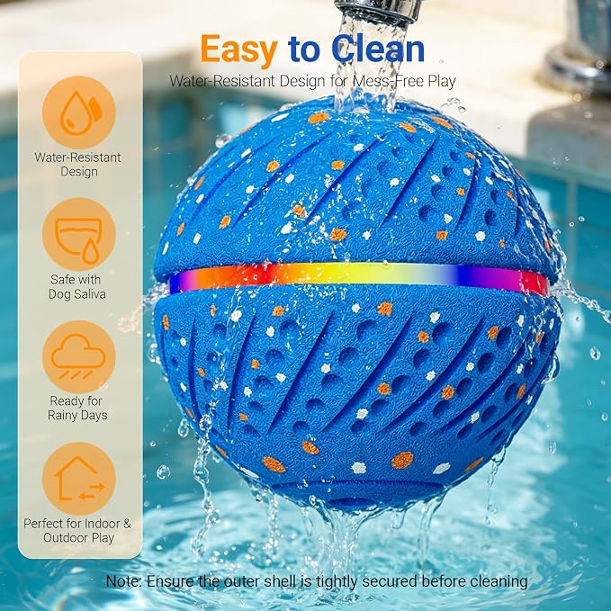 Interactive Dog Ball Toy for Small Medium Dogs – Automatic Rolling, Bouncing & Moving Dog Toy with LED Lights, 2-in-1 Fetch Toy, Durable E-TPU, USB Rechargeable (2.8” Blue)