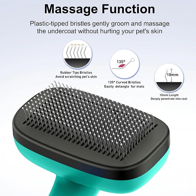 Dog Brush - 3 Pcs Self Cleaning Slicker Brush & Nail Clippers & Pet Comb for Dogs,Cats and Horses, Skin Friendly Deshedding Grooming Tool whit Short Long Haired Pets