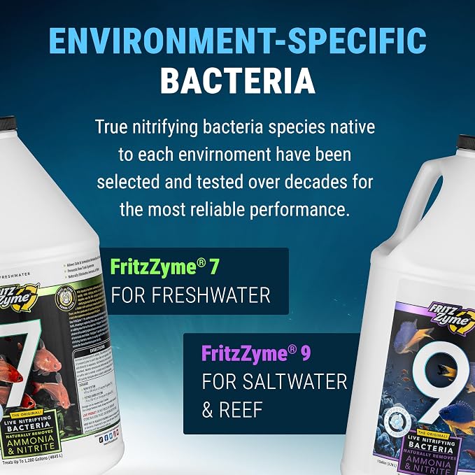 Fritz Aquatics FritzZyme 9 Live Nitrifying Bacteria Naturally Removes Amonia & Nitrite for Saltwater Fish (1-Gallon)