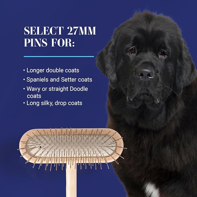 Chris Christensen Dog Brush, 16 mm,T-Brushes, Groom Like a Professional, Stainless Steel Pins, Lightweight Beech Wood Body, Ground and Polished Tips, Fight Fatigue and Stress Injuries