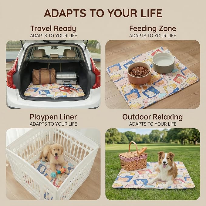 PJYuCien Non-Slip 36"x36" Pet Playpen Mat with 3-Layer Comfort, Reusable and Washable Training Crate Pad, Travel Mat and Sofa Protector for Puppies, Dogs, Cats, Rabbits, and Small Animals, Blue