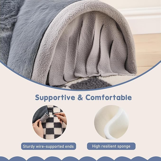 Avont Guinea Pig Hideout Tunnel, Large Hideaway Play Tube Toys Mat for Small Animal Dwarf Rabbits Bunny Chinchillas Hamsters Hedgehogs Ferrets Bearded Dragons and Rats -Grey