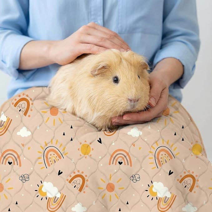Guinea Pig Cage Liners, 59x31in 2 Pack Washable Guinea Pig Bedding, Waterproof Reusable & Anti Slip, Super Absorbent Guinea Pig Pee Pad for Small Animal, Rabbit, Bunny, Fit for C&C Cage, Pink