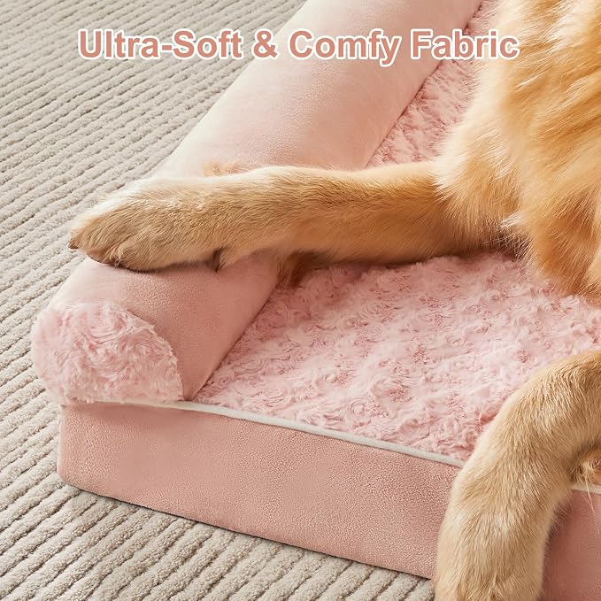 BFPETHOME Orthopedic Washable Dog Beds Large Sized Senior Dog for Comfy Sleeping with Removable Cover, Waterproof Big Soft Pet Couch Bed for Dogs Rerlax