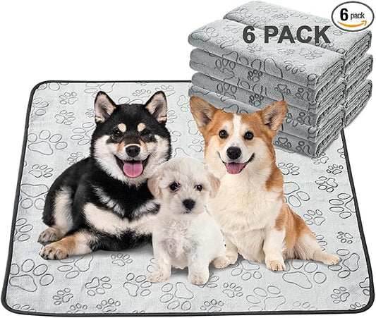 Qeils Reusable Puppy Pads, 6 Pack Washable Pee Pads for Dogs, Non Slip Wee Wee pad, Absorbent and Leakproof Training Mats for Potty, Crate, Playpen, Bed, Sofa, 34"x 36"