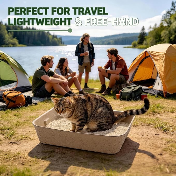Disposable Litter Boxes for Cats 4-Pack Extra Thick & Sturdy Box Eco-Friendly Cat Travel Cardboard Portable Kitty Litterbox Jumbo Litter Pans for Kitten Leakproof Sustainable for Indoor Outdoor Use