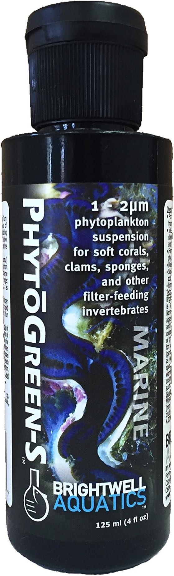 Brightwell Aquatics PhytoGreen S - Phytoplankton Suspension for Soft Corals, Clams, Sponges & Other Filter-Feeders, 125 ml