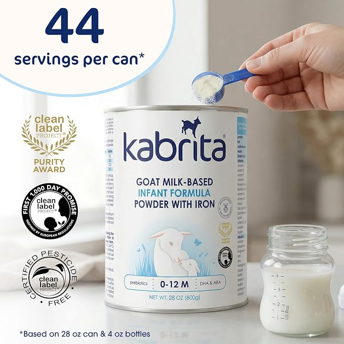 Kabrita Goat Milk-Based Infant Formula Powder, Designed for Gentle Digestion, Gentle Alternative to Cow’s Milk, with Iron, DHA, ARA & Prebiotics, for Infants 0–12 Months, Non-GMO, 28 oz (Pack of 2)