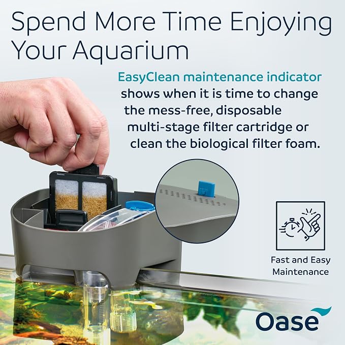 OASE BioStyle Power Filter for Aquariums up to 20 gallons, Multi-stage Filtration, Easy Maintenance, Quiet Hang on Back Filter, White
