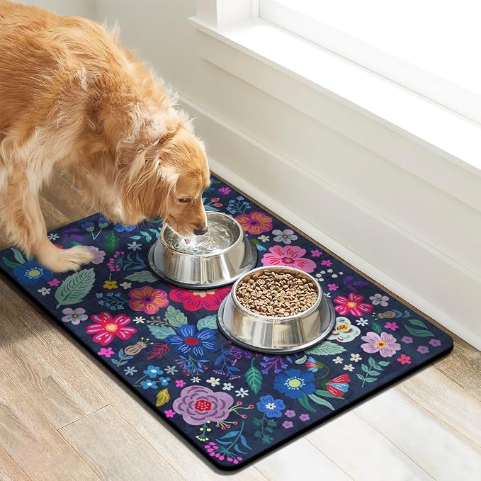 Dog Food Mats for Floors, Absorbent Dog Bowl Mat for Food and Water Dispenser, Quick Dry Cat Food Mat Pet Supplies