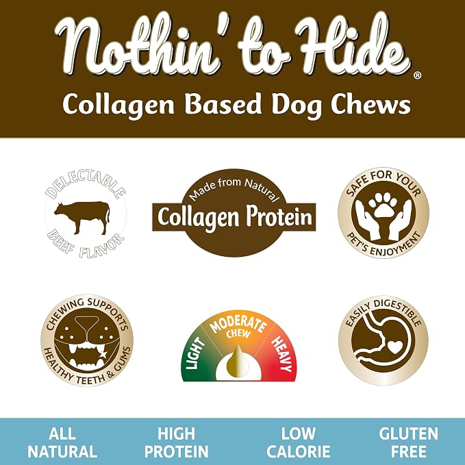 Fieldcrest Farms Nothin to Hide Flip Chips Dog Chews - Natural Rawhide Alternative Treats for Dogs, Collagen Based Snack for Moderate Chewers Up to 35lbs, Beef Flavor