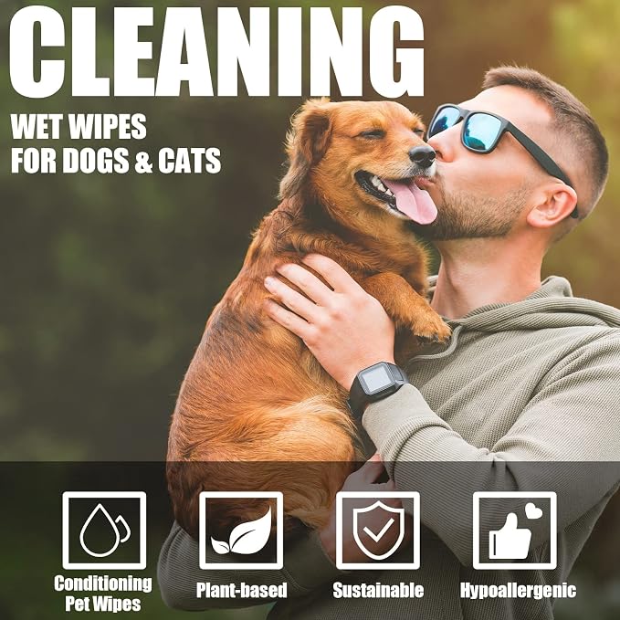 Treela 10 Packs of 800 Dog Wipes Pet Wipes Cat Grooming Supplies for Paws, Butt, Ear, Skin, Body Bath Cleaning Stain Odor Remover, Home or Travel Use(Unscented)