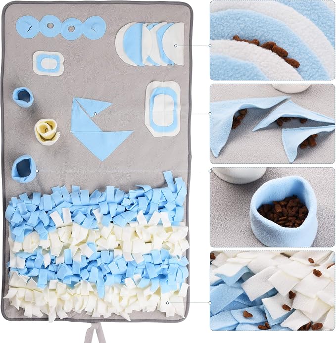 TwoEar Snuffle Mat for Dog, Nosework Mat, Interactive Activity Puzzle Toy, Great for Stress Release, Enrichment Blanket, Pet Activity/Toy/Play Mat, Machine Washable, for Small Medium Large Dog