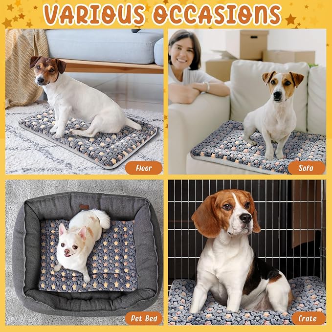 VitalCozy 2 Pack Self Warming Cat Mat Self Heating Pad Bed Reversible Machine Washable Reflects Body Heat Warm Thermal Pet Pad Crate Blanket for Feral and Indoor Cat (Dark Grey,21" X 14",Star)