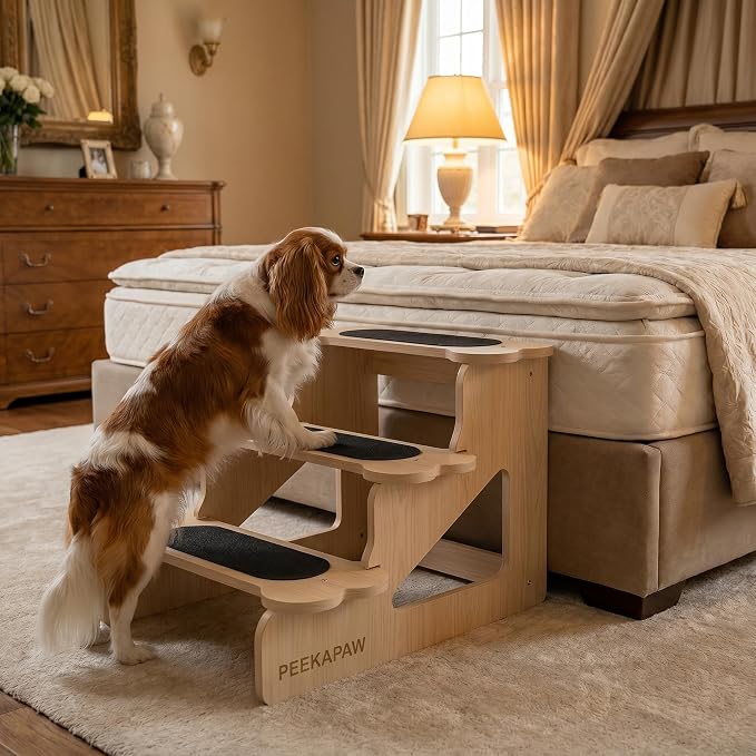 Wooden Non Slip Dog Stairs for Pet 22⅞" D x 17½" W x 16½" H