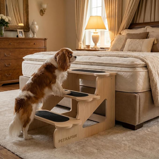 Wooden Non Slip Dog Stairs for Pet 22⅞" D x 17½" W x 16½" H