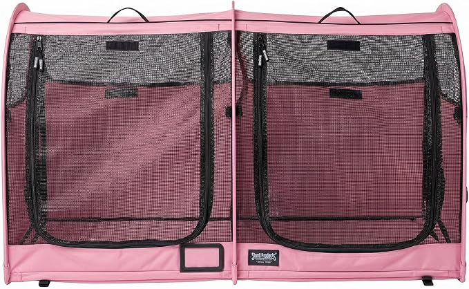 STURDI Small Cargo Pop-Up Pet Kennel, Double Compartment | Collapsible Travel Pet Crate for Cats & Dogs | Easy to Fold with Portable Carry Bag