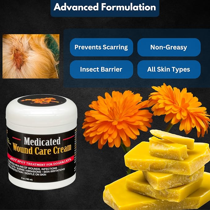 E3 Medicated Hot Spot Cream for Dogs - Hot Spot Treatment for Dogs, Dog Hot Spot Remedy, Cuts, Wounds - Hotspot Relief - Fast-Acting, Soothing Formula