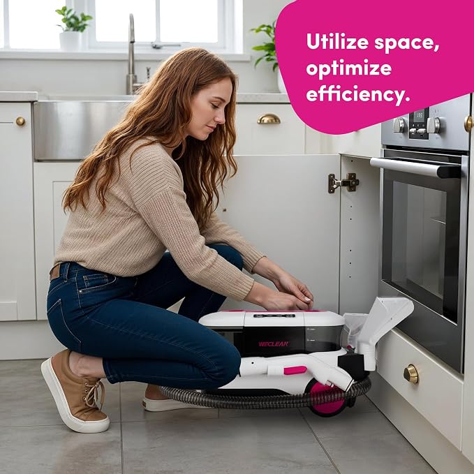 WECLEAN C4 Portable Carpet Cleaner Machine, Stand Up Upholstery Cleaner with 18KPa Powerful Suction, 800W Spot Cleaner for Pet Stains, Carpet, Rug, Couch and Car Interior, Dual Tank System, Pink