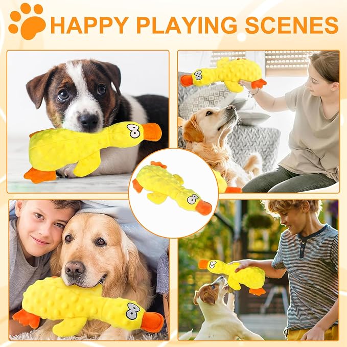 Vingtank Calming Duck Toy for Dogs, 2025 New Yellow Duck Dog Toy, Quacking Ducks Toy for Dog Durable Emotional Support Plush Toys for Indoor Dogs